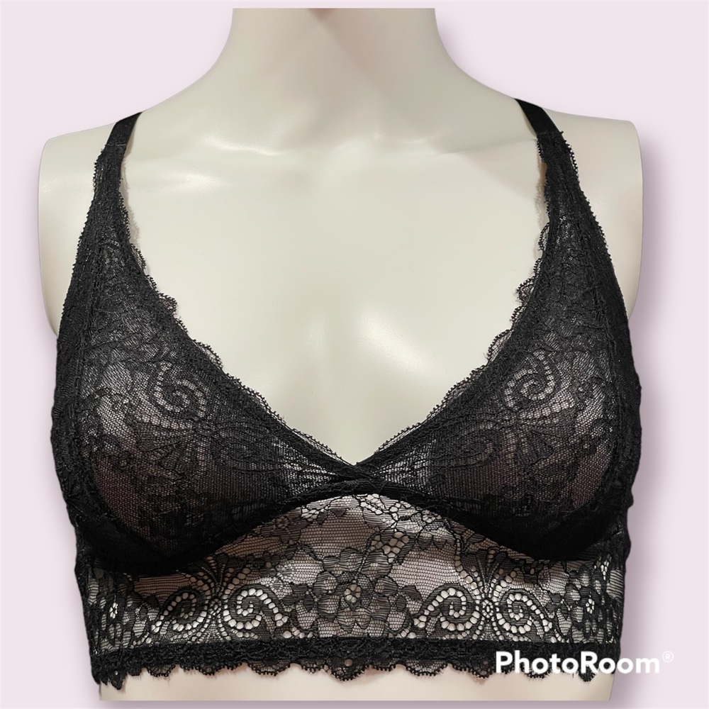 RUBY RIBBON Black Lace Demilette Bra NWOT